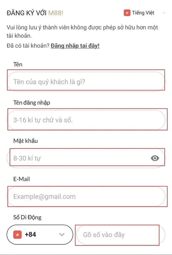 Hướng dẫn đăng ký M88 đơn giản với vài phút
